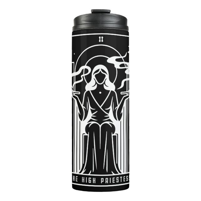 Tarot High Priestess Female Weed Smoking Occult Thermal Tumbler (Front)