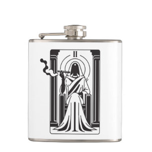 Tarot High Priestess Weed Smoking Occult Hip Flask