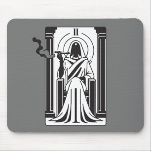 Tarot High Priestess Weed Smoking Occult Mouse Mat