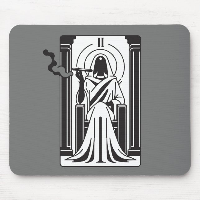 Tarot High Priestess Weed Smoking Occult Mouse Mat (Front)