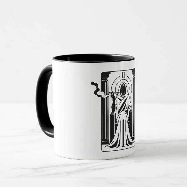 Tarot High Priestess Weed Smoking Occult Mug (Front Left)