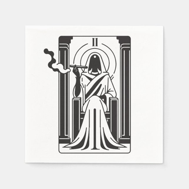 Tarot High Priestess Weed Smoking Occult Napkin (Front)