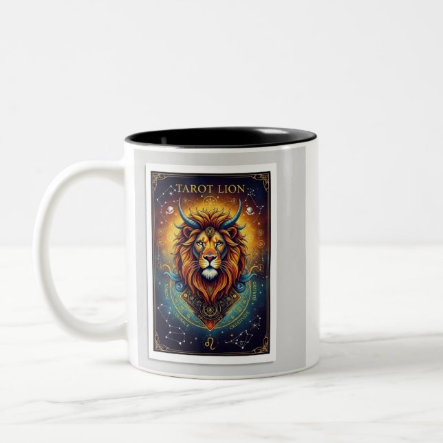 tarot lion Two-Tone coffee mug (Left)