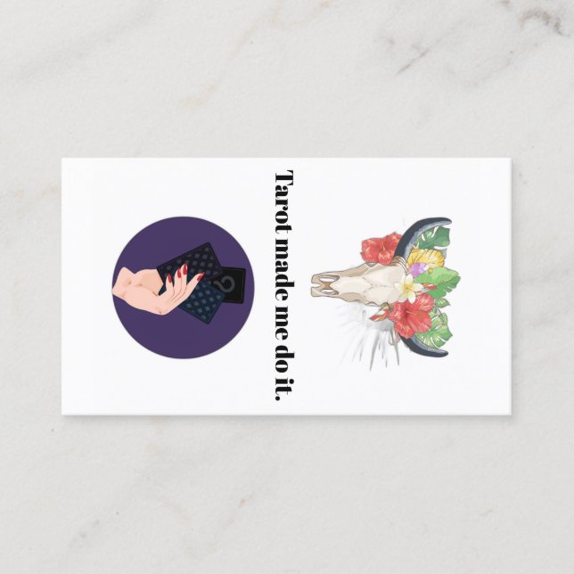 Tarot made me do it business card (Front)