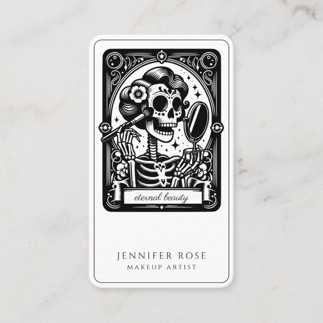 Tarot Makeup Artist Skeleton Business Card (Front)