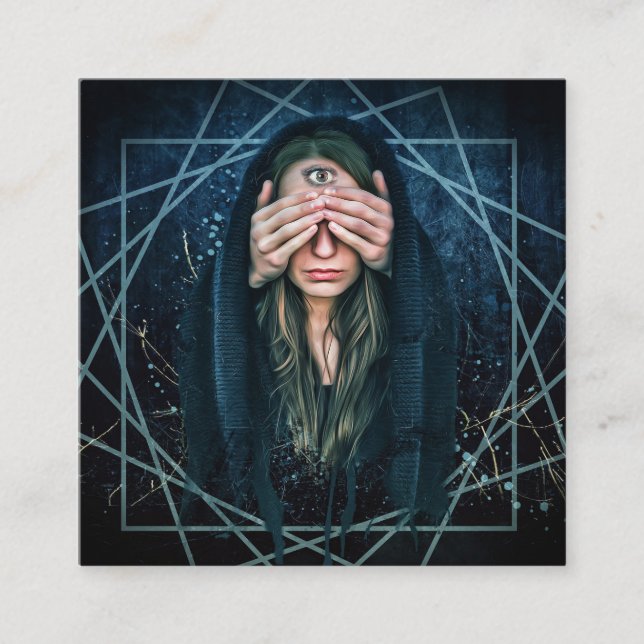 Tarot Medium Readings Third Eye Square Business Card (Front)
