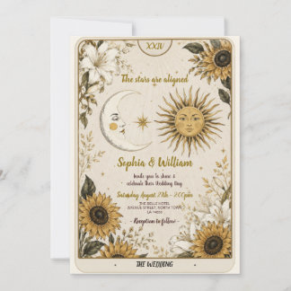 Tarot Moon Sun Stars Lovers Wedding Invitation