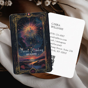 Tarot, Mystic Purple-Gold QR Code Business Card