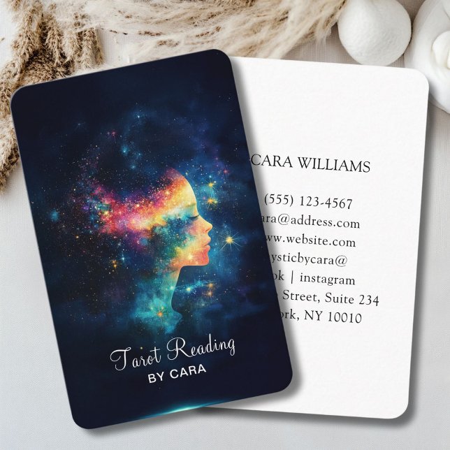 Tarot, Mystic Universe Woman Business Card (Mystic Universe Woman Business Card. Tarot, mystic, reiki, healer.)