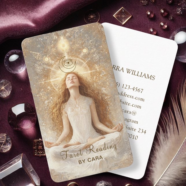 Tarot, Mystic Woman Eye Moon Gold Business Card (Creator Uploaded)