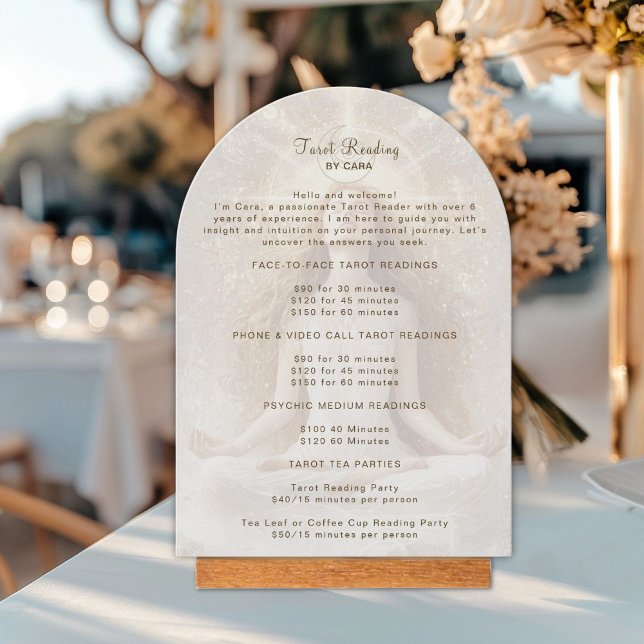 Tarot Mystic Woman Eye Moon Gold Price List Invitation (Tarot Mystic Woman Eye Moon Gold Price List Arch Card)