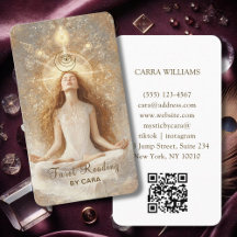 Tarot, Mystic Woman Eye Moon Gold QR Code
