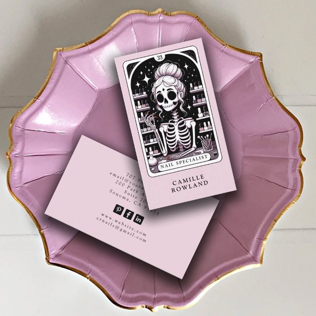 Tarot Nail Technician Pink Business Card (Creator Uploaded)