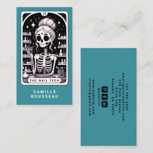Tarot Nail Technician Rose Teal Business Card