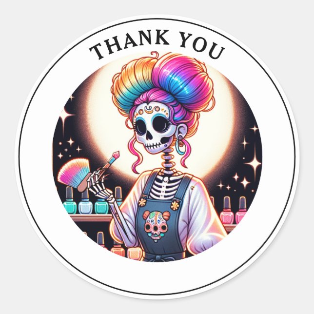 Tarot Nail Technician Thank You  Classic Round Sticker (Front)