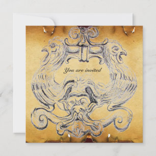 TAROT parchment white brown black Invitation