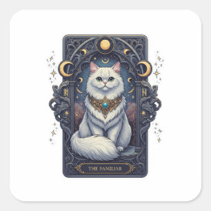 Tarot Persian – The Familiar Halloween Cat  Square Sticker