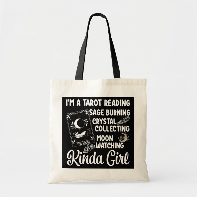 Tarot Reading Moon Phases Crystal Sage Burning Tote Bag (Front)