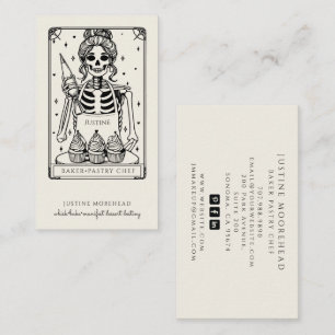 Tarot Skeleton Baker Whisk Cupcake Cream Business Card