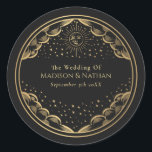 Tarot Sun and Moon Wedding Classic Round Sticker<br><div class="desc">Elegant and modern wedding design inspired by a tarot card. Design is not real foil. You can customise this further by clicking on the "PERSONALIZE" button. Matching Items in our shop for a complete party theme. For further questions please contact us at ThePaperieGarden@gmail.com</div>