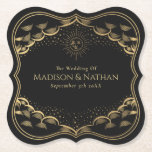 Tarot Sun and Moon Wedding  Paper Coaster<br><div class="desc">Elegant and modern wedding design inspired by a tarot card. Design is not real foil. You can customise this further by clicking on the "PERSONALIZE" button. Matching Items in our shop for a complete party theme.</div>