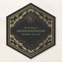Tarot Sun and Moon Wedding  Paper Coaster
