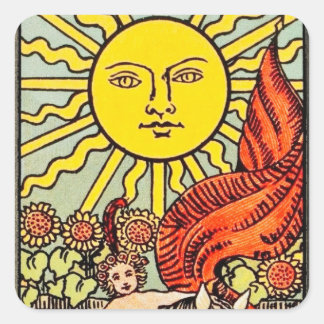 Tarot Sun Card Square Sticker