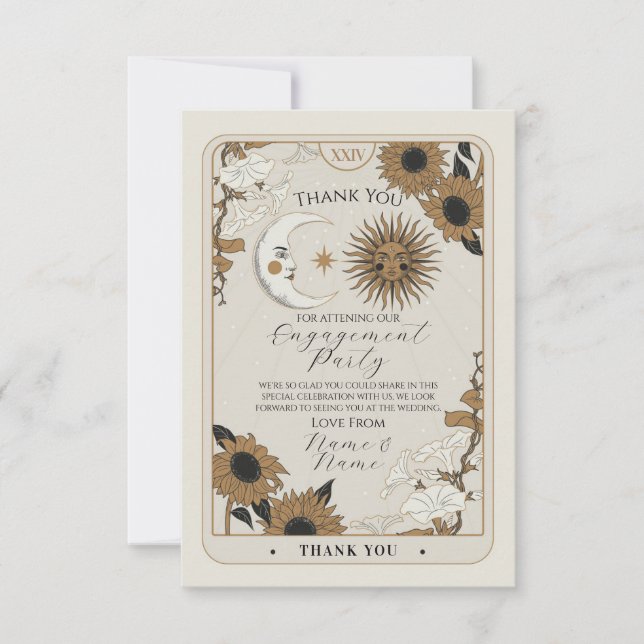 Tarot Sun Moon Thank You Engagement Wedding Card (Front)