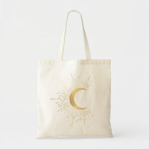 Tarot symbol - The Moon feminine pink faux golden Tote Bag