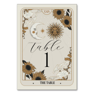 Tarot Table Numbers Wedding Sun Moon Aligned Cards