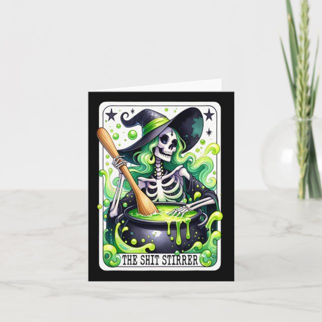 Tarot The Stirrer Funny Halloween Witch Tarot Card (Front)