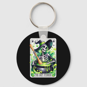 Tarot The Stirrer Funny Halloween Witch Tarot Card Key Ring