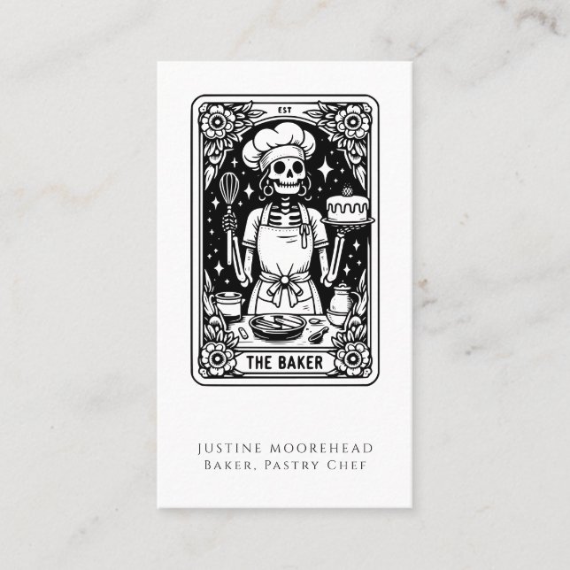 Tarot Themed Baker Pastry Chef Dessert Caterer  Business Card (Front)