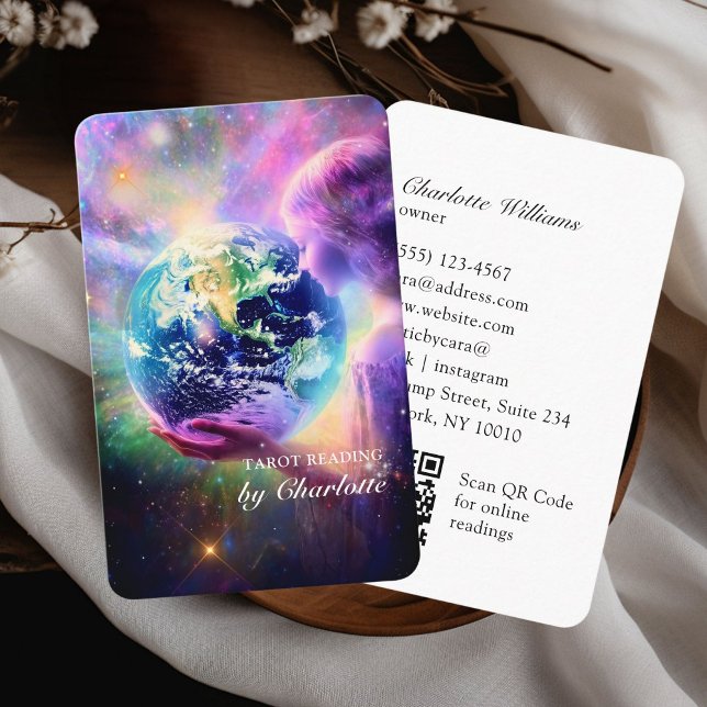 Tarot, Universe-Woman QR Code Business Card (Tarot, Universe-Woman QR Code Business Card)