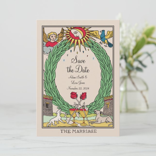 Tarot Wedding Invitation - Tarot Save the Date (Standing Front)
