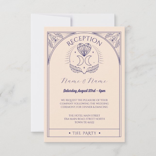 Tarot Wedding Reception Cards Crystals Hearts Moon (Front)