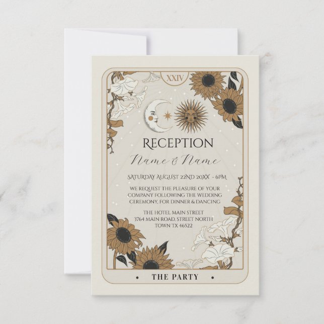 Tarot Wedding Reception Cards Spiritual Sun Moon (Front)