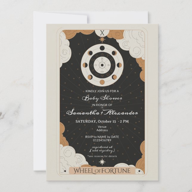 Tarot Wheel of Fortune Celestial Baby Shower Invitation (Front)