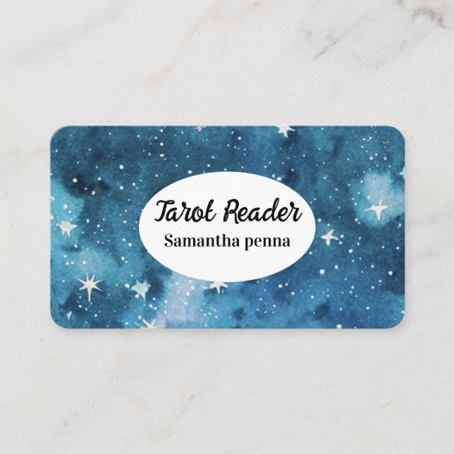 Tarot yoga stars massage deep space Business Card (Front)