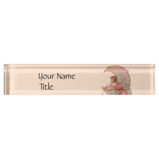 TAROTS/ LADY OF THE MOON,FLOWERS IN PINK NAMEPLATE (Front)