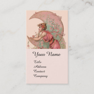 TAROTS / LADY OF THE MOON WITH FLOWERS IN PINK BUSINESS CARD