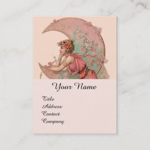 TAROTS / LADY OF THE MOON WITH FLOWERS IN PINK BUSINESS CARD