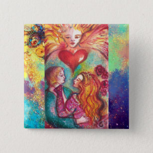 TAROTS LOST SHADOWS,LOVERS Valentine's Day Heart 15 Cm Square Badge