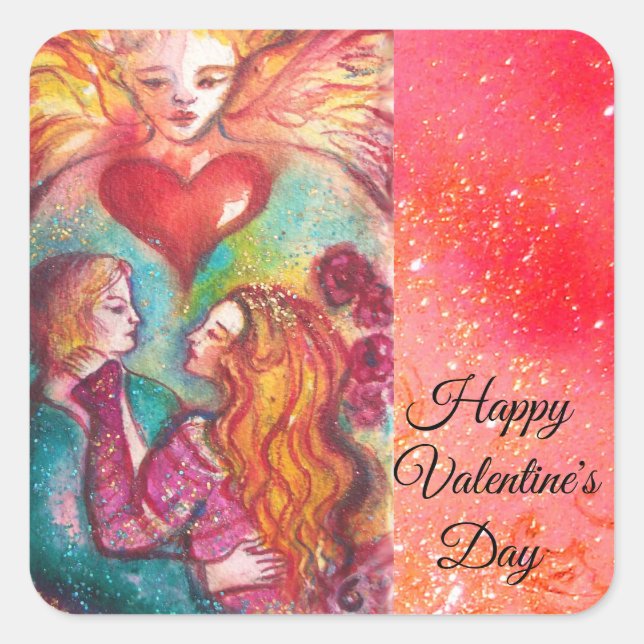 TAROTS OF LOST SHADOWS,LOVERS Valentine's Day Square Sticker (Front)