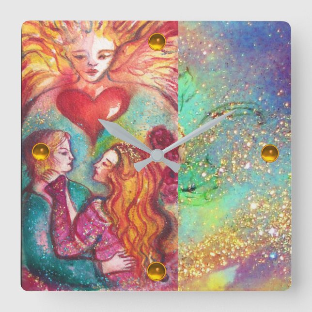 TAROTS OF LOST THE SHADOWS,LOVERS Valentine's Day Square Wall Clock (Front)