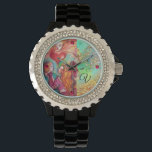 TAROTS OF LOST THE SHADOWS,LOVERS Valentine's Day Watch<br><div class="desc">The Major Arcana Lovers.Mysterious allegorical contemporary painting .Colourful watercolor painting with gold sparkles by Bulgan Lumini (c)</div>
