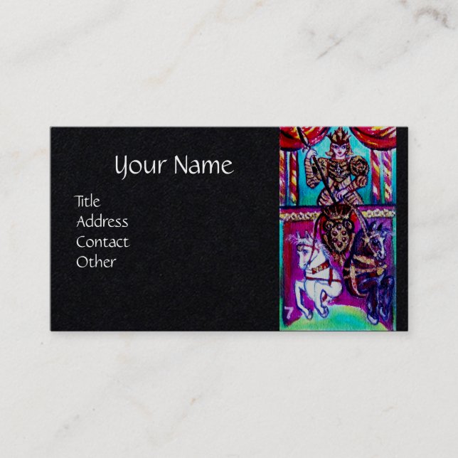 TAROTS OF THE LOST SHADOWS / CHARIOT Black Paper Business Card (Front)