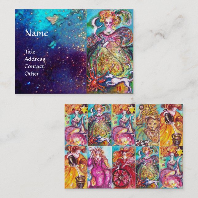 TAROTS OF THE LOST SHADOWS /MOON LADY,SUN AND STAR BUSINESS CARD (Front/Back)