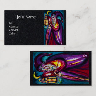 TAROTS OF THE LOST SHADOWS ,THE HERMIT Black Paper Business Card