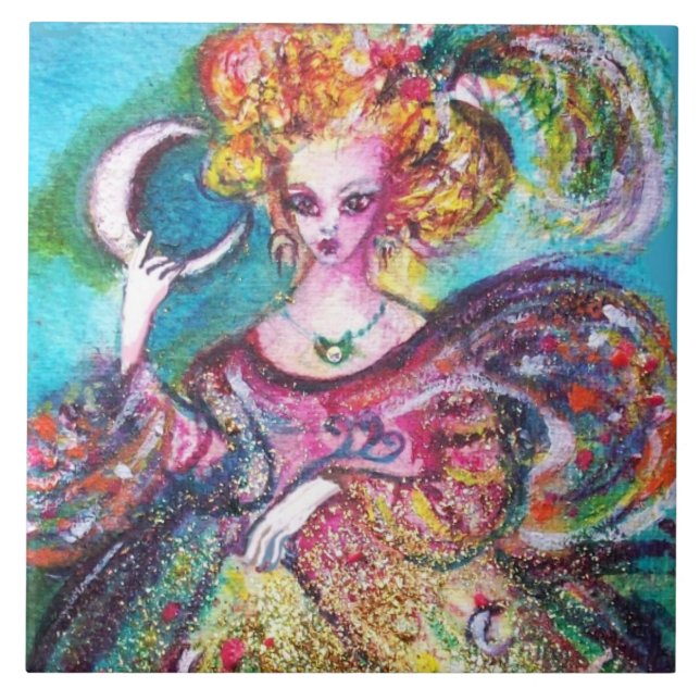 TAROTS OF THE LOST SHADOWS /THE MOON LADY  CERAMIC TILE (Front)